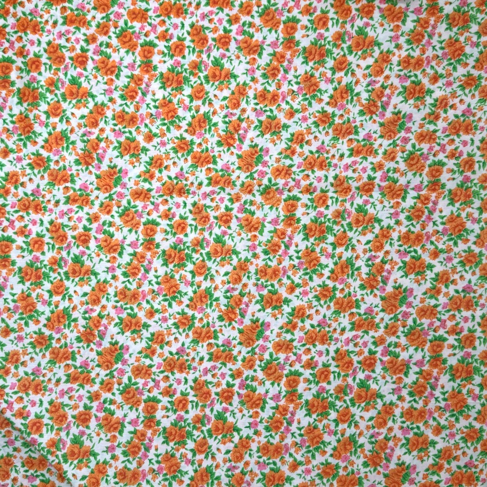 Vintage Golden D'or Fabrics Orange Pink Floral Cotton Poly 44" x 3 yds Quilting
